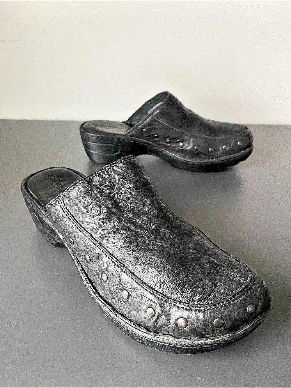 Born Marley Studded Leather Clogs Mule in Black US 10 Moto Grunge Goth Emo Punk